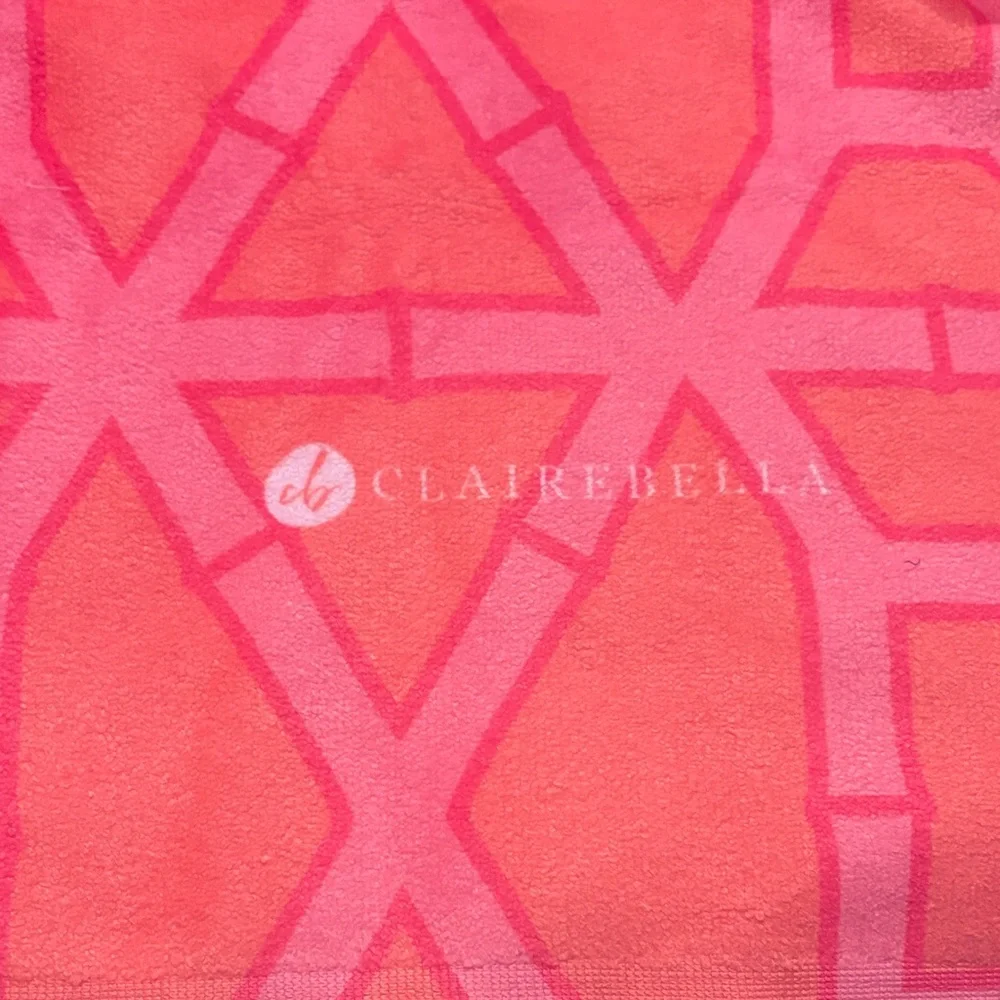 2 Clairebella Pink Geometric Bamboo Towels